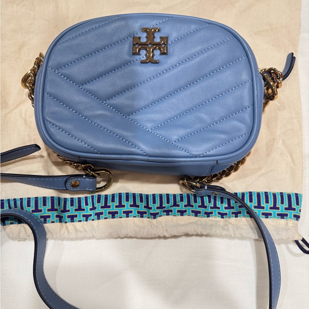Tory Burch Light Blue Quilted Crossbody Bag